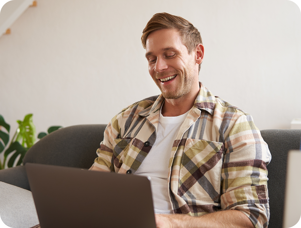 Person reading devotional online